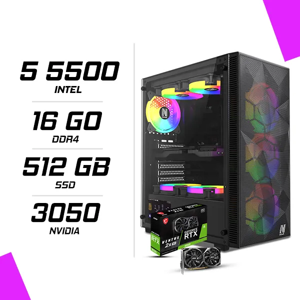 PC Gamer AMD Ryzen 5 5500 MSI RTX 3050 8G