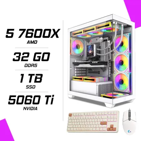 PC Gamer Ryzen 5 7600X RTX 5060 Ti 8G + LOGITECH G102 + GM87 TKL RGB