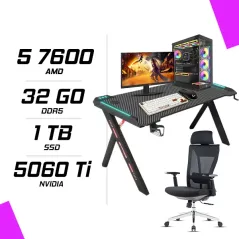 PC Gamer Ryzen 5 7600 RTX 5060 Ti 8G + AOC 24G4HRE 23.8″ 200Hz + CLAVIER SOURIS CHAISE et TABLE