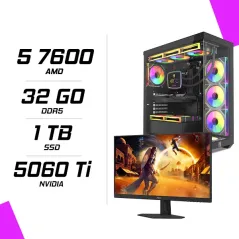 PC Gamer Ryzen 5 7600 RTX 5060 Ti 8G + AOC 24G4HRE 23.8″ 200Hz