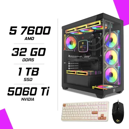 PC Gamer Ryzen 5 7600 RTX 5060 Ti 8G + LOGITECH G102 + GM87 TKL RGB