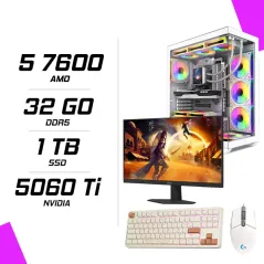 PC Gamer Ryzen 5 7600 RTX 5060 Ti 8G + AOC 24G4HRE 23.8″ 200Hz + CLAVIER SOURIS