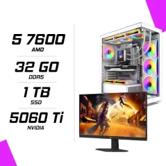PC Gamer Ryzen 5 7600 RTX 5060 Ti 8G + AOC 24G4HRE 23.8″ 200Hz