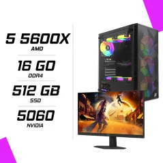 PC Gamer Ryzen 5 5600X RTX 5060 8G + AOC 24G4HRE 23.8″ 200Hz