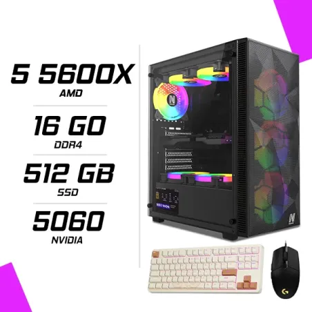 PC Gamer Ryzen 5 5600X RTX 5060 8G + LOGITECH G102 + GM87 TKL RGB