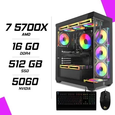 PC Gamer AMD Ryzen 7 5700X RTX 5060 8G + LOGITECH G102 + LOGITECH G213