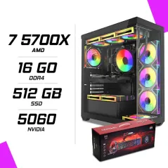 PC Gamer AMD Ryzen 7 5700X RTX 5060 8G + HYBROK HPG200 4in1