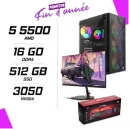 PC Gamer AMD Ryzen 5 5500 MSI RTX 3050 8G + NOVA N24200 23.8" 200Hz + HYBROK HPG200 4in1