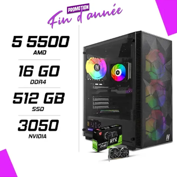 PC Gamer AMD Ryzen 5 5500 MSI RTX 3050 8G