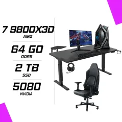 PC Gamer Ryzen 7 9800X3D ROG RTX 5080 16GB + ROG Strix XG27AQ 27" + PACK LOGITECH + RAZER ISKUR V2 + NOVA CURVY