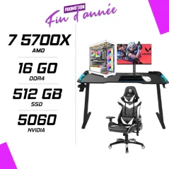 PC Gamer Ryzen 7 5700X RTX 5060 + NOVA N25300 24.5" 300Hz + Pack LOGITECH + NOVA Table et Chaise