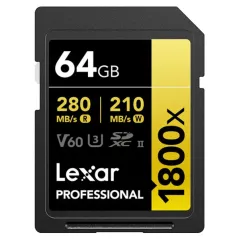LEXAR 64GB PROFESSIONAL 1800X UHS-II SDXC GOLD Series