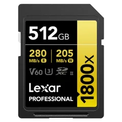 LEXAR 512GB PROFESSIONAL 1800X UHS-II SDXC GOLD Series