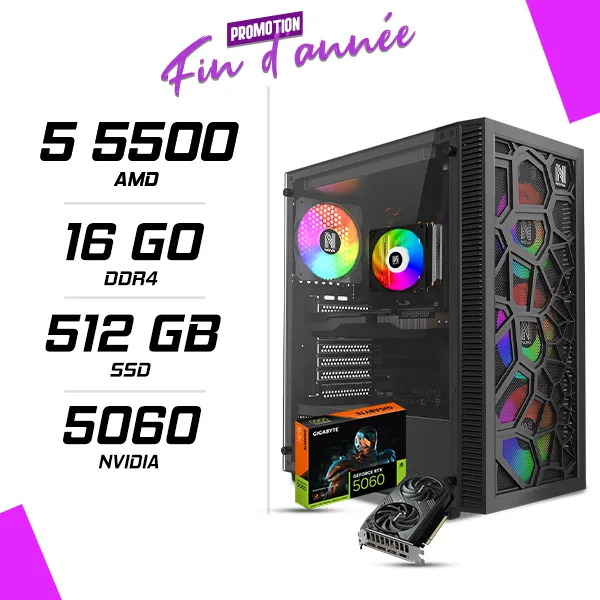 PC Gamer AMD Ryzen 5 5500 RTX 5060 8G