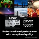 LEXAR 64GB PROFESSIONAL SILVER PLUS UHS-I microSDXC avec SD Adapter