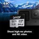 LEXAR 64GB PROFESSIONAL SILVER PLUS UHS-I microSDXC avec SD Adapter