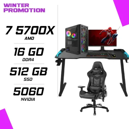 PC Gamer AMD Ryzen 7 5700X MSI RTX 5060 8G + MSI 245F X24 23.8" 240Hz + LOGITECH G102 + MSI GK300 + Chaise et Table gamer