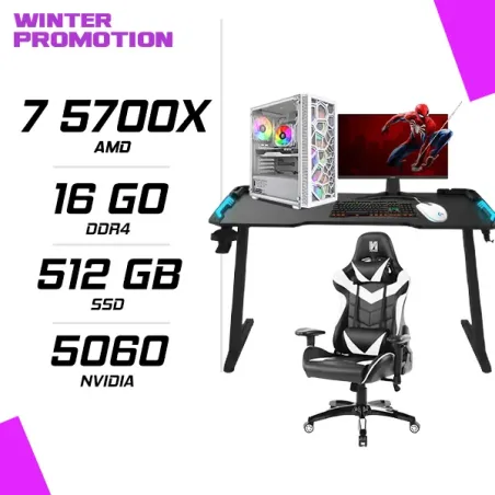 PC Gamer AMD Ryzen 7 5700X MSI RTX 5060 8G + MSI 245F X24 23.8" 240Hz + LOGITECH G102 + MSI GK300 + Chaise et Table gamer