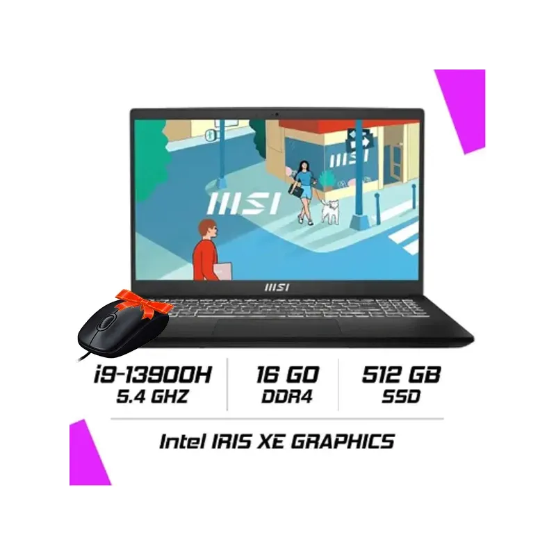 MSI Modern 15 H B13M-237MA Intel i9-13900H/16Go DDR4/512GB SSD/15.6" FHD IPS/Windows11 - Noir Classic MSI Modern 15 H B13M-237MA Intel i9-13900H/16Go DDR4/512GB SSD/15.6" FHD IPS/Windows11 - Noir Classic