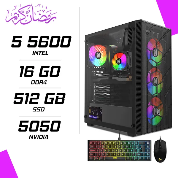 PC Gamer AMD Ryzen 5 5600 RTX 5050 8G + LOGITECH G102 + ESG K4 RGB