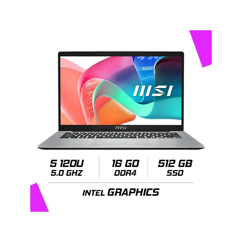 MSI MODERN 14 F1MG-478MA Intel Core 5 120U/16GB DDR4/512GB SSD/Intel Graphics/14" FHD/W11H - Urban Silver MSI MODERN 14 F1MG-478MA Intel Core 5 120U/16GB DDR4/512GB SSD/Intel Graphics/14" FHD/W11H - Urban Silver
