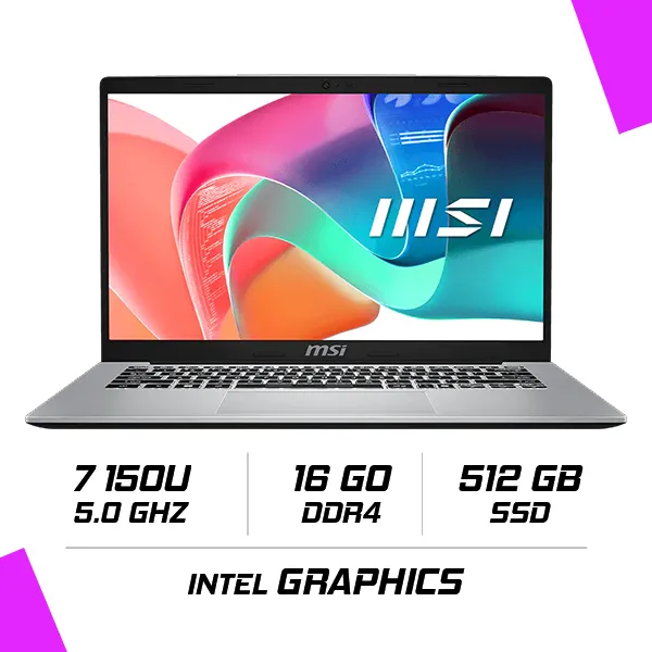 MSI MODERN 14 F1MG-479MA Intel Core 7 150U/16GB DDR4/512GB SSD/Intel Graphics/14" FHD/W11H - Urban Silver