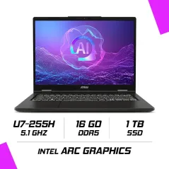 MSI VENTURE 14 AI A2HMG-036MA Intel Ultra 7-255H/16GB DDR5/1TB SSD/Intel ARC Graphics/14" 120Hz 2.8k/Win11 - Noir Classic