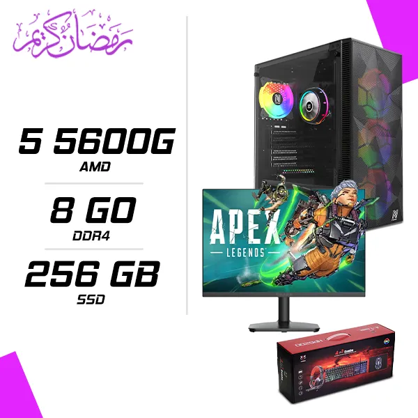 PC Gamer AMD Ryzen 5 5600G + HYBROK HP24IFL120 24" 120Hz + HYBROK HPG200