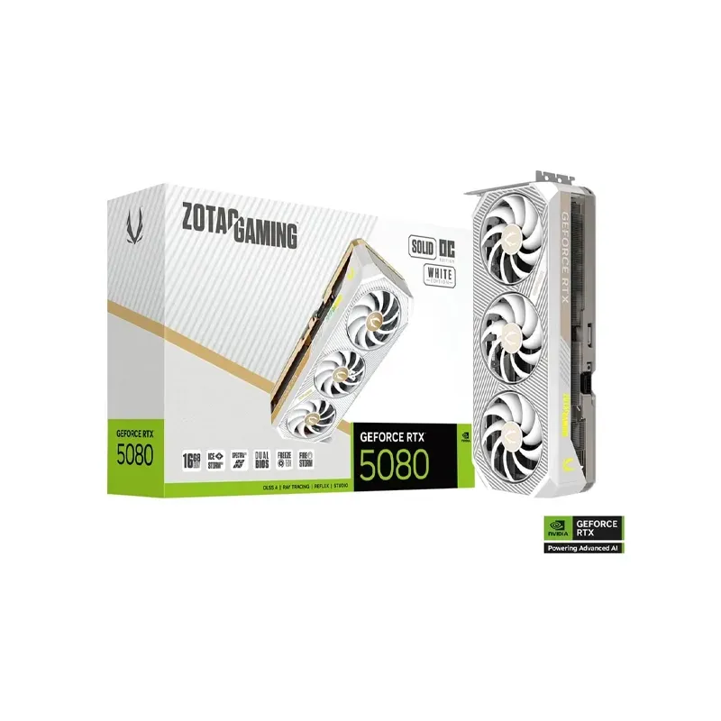 ZOTAC GAMING GeForce RTX 5080 SOLID OC 16GB GDDR7 Blanc