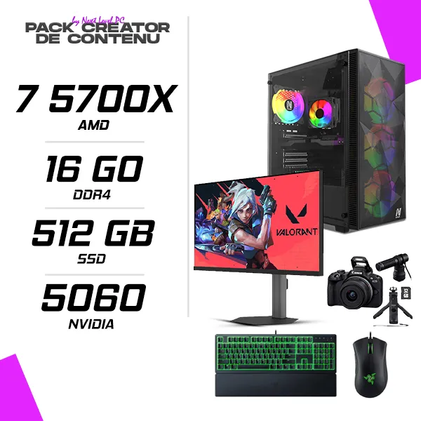 PC Gamer AMD Ryzen 7 5700X RTX 5060 8G + NOVA PRO TITAN 24.5