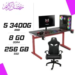 PC Gamer AMD Ryzen 5 3400G + HYBROK HP24IFL120 24" 120Hz + HYBROK HPG200 + Chaise et Table