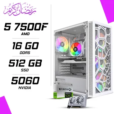 PC Gamer AMD Ryzen 5 7500F MSI RTX 5060 8G Blanc