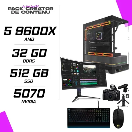 PC Gamer AMD Ryzen 5 9600X RTX 5070 12G + Hybrok 34″ HG34WQHD + PACK LOGITECH + CANON EOS R50 + RF-S 18-45mm Creator