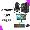PC Gamer AMD Ryzen 5 3400G + HYBROK HP24IFL120 24" 120Hz + ESG M2 Flash + ESG K4 Kompact RGB + HYBROK FIGHTER