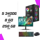 PC Gamer AMD Ryzen 5 3400G + HYBROK HP24IFL120 24" 120Hz + ESG M2 Flash + ESG K4 Kompact RGB