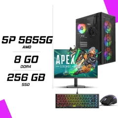 PC Gamer AMD Ryzen 5 PRO 5655G + HYBROK HP24IFL120 24" 120Hz + ESG M2 Flash + ESG K4 Kompact RGB