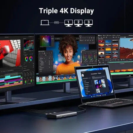 UGREEN STATION D'ACCUEIL USB-C 8 en 1 (HDMIx2 + DP 4K) (35625)