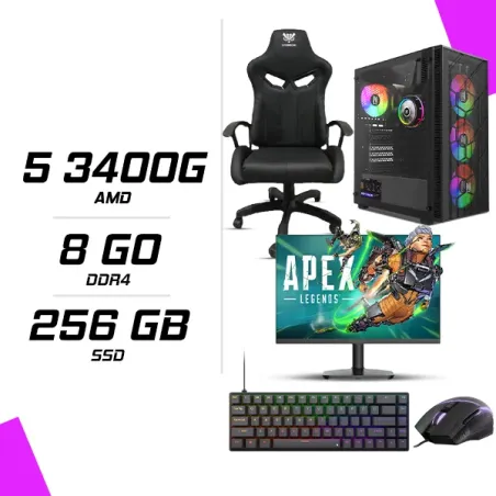 PC Gamer AMD Ryzen 5 3400G + HYBROK HP24IFL120 24 120Hz + ESG M2 Flash + NOVA CP68 + HYBROK FIGHTER