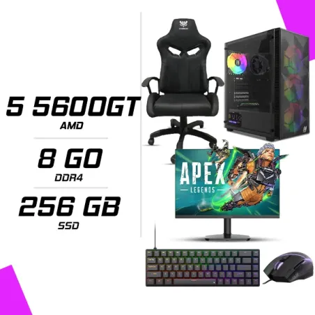 PC Gamer AMD Ryzen 5 5600GT + HYBROK HP24IFL120 24" 120Hz + ESG M2 Flash + NOVA CP68 + HYBROK FIGHTER