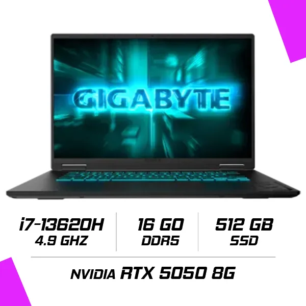 GIGABYTE GAMING A16 CTH-I3FR893SS Intel i7-13620H/16GB DDR5/512GB SSD/RTX 5050 8G/16″ 165Hz/Win11