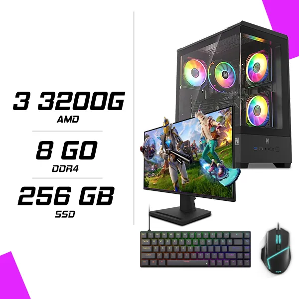 PC Gamer AMD Ryzen 3 3200G + MSI PRO MP252 24.5" 100Hz + ESG M2 Flash + NOVA CP68
