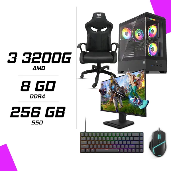 PC Gamer AMD Ryzen 3 3200G + MSI PRO MP252 24.5" 100Hz + ESG M2 Flash + NOVA CP68 + HYBROK FIGHTER