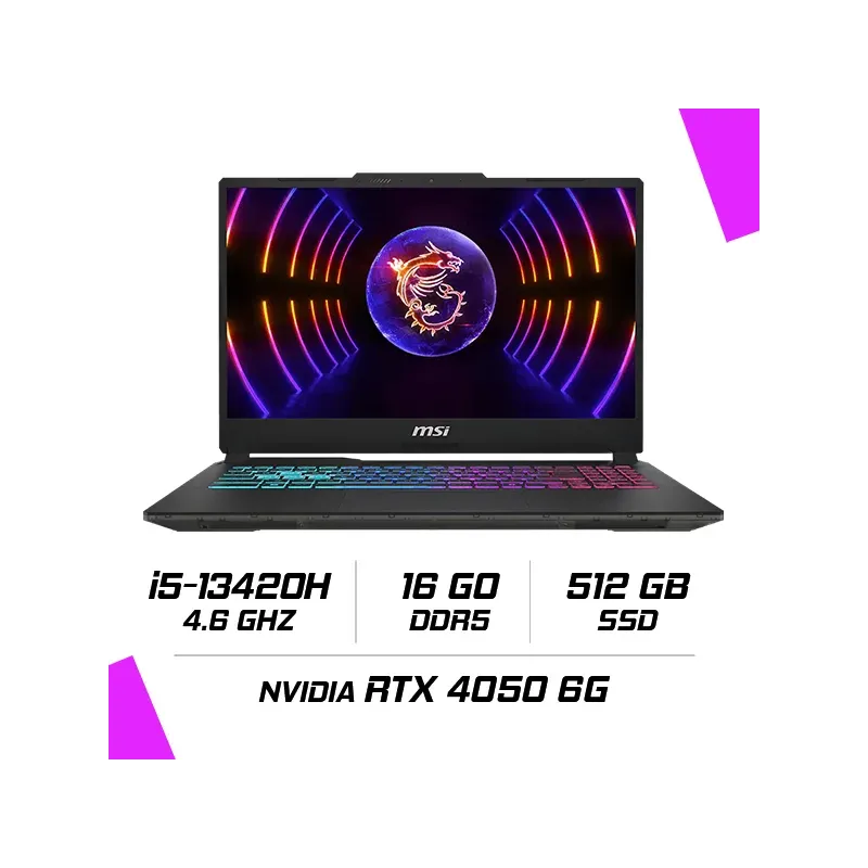 MSI CYBORG 15 A13VE-2227XMA Intel i5-13420H/16GB DDR5/512GB SSD/RTX 4050 6GB/15.6" 144Hz/FreeDos MSI CYBORG 15 A13VE-2227XMA Intel i5-13420H/16GB DDR5/512GB SSD/RTX 4050 6GB/15.6" 144Hz/FreeDos