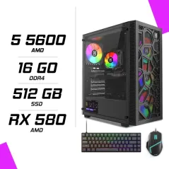PC Gamer AMD Ryzen 5 5600 RX 580 8GB + ESG M2 Flash + NOVA CP68