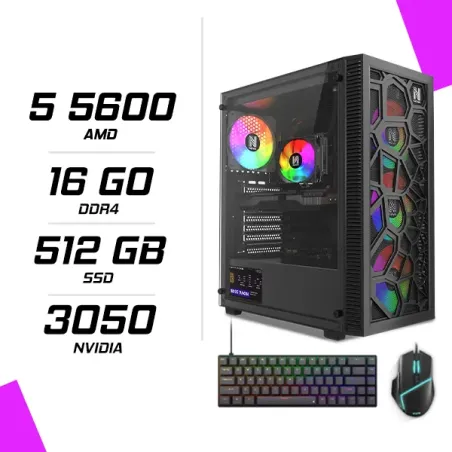 PC Gamer AMD Ryzen 5 5600 RTX 3050 6G + ESG M2 Flash + NOVA CP68
