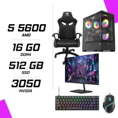 PC Gamer AMD Ryzen 5 5600 RTX 3050 6G + NOVA N24240 23.8" 240Hz + ESG M2 Flash + NOVA CP68 + HYBROK FIGHTER