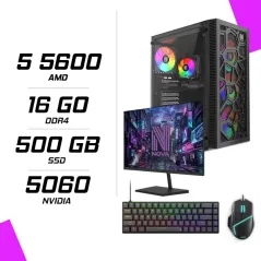 PC Gamer AMD Ryzen 5 5600 RTX 5060 8G + NOVA N24240 23.8" 240Hz + ESG M2 Flash + NOVA CP68