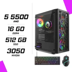 PC Gamer AMD Ryzen 5 5500 RTX 3050 6G + ESG M2 Flash + NOVA CP68