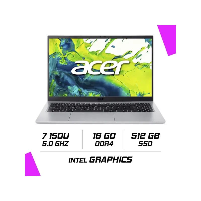 ACER ASPIRE GO Intel Core 7 150U/16Go DDR4/512GB SSD/15.6" 60Hz/Win11 ACER ASPIRE GO Intel Core 7 150U/16Go DDR4/512GB SSD/15.6" 60Hz/Win11