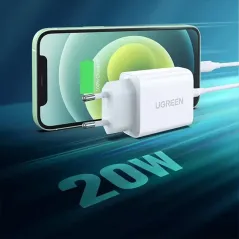 UGREEN CHARGEUR RAPIDE 20W USB-C EU Blanc (60450)